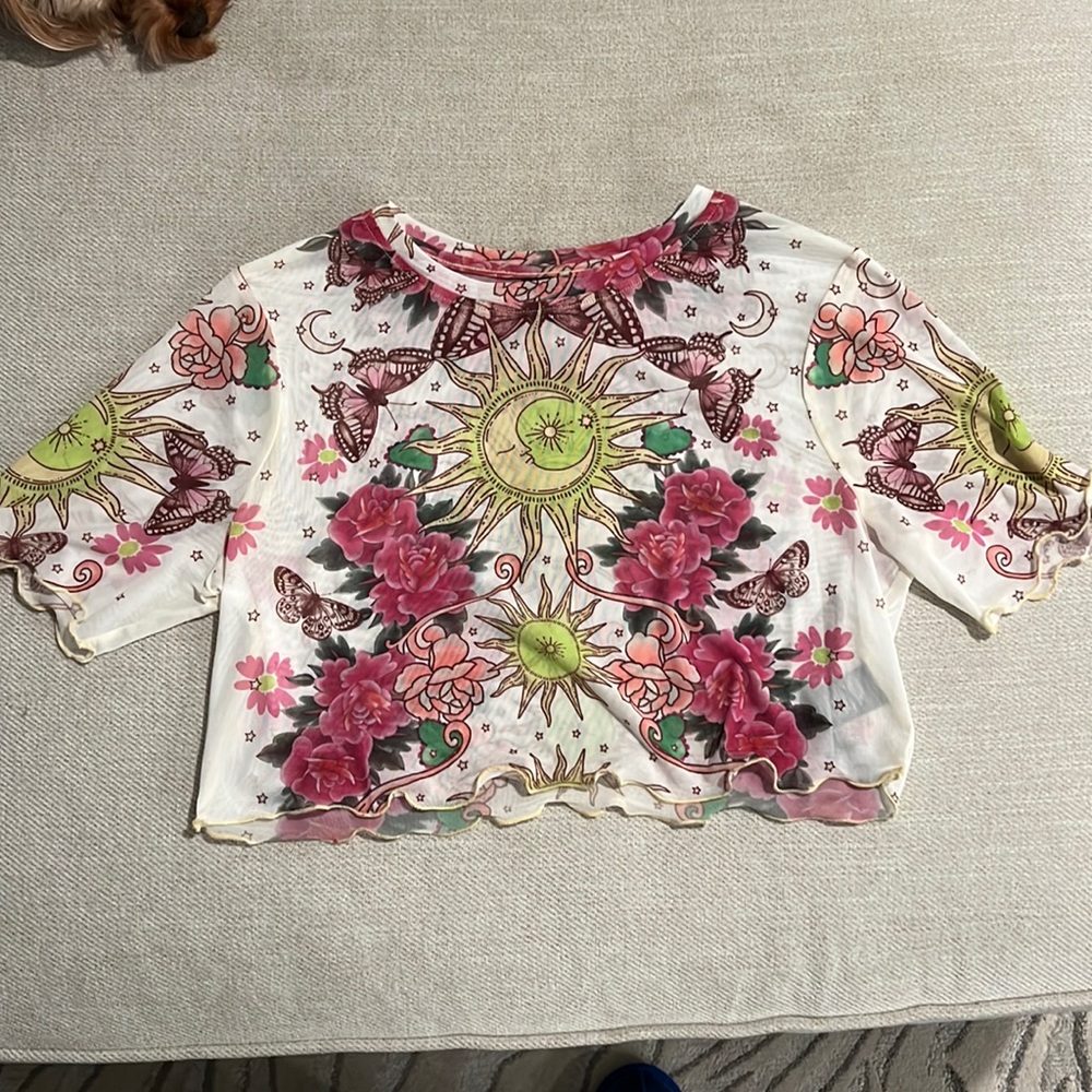 AFRM Mesh Cropped Tee Size Lg